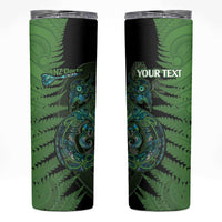 Personalised New Zealand Darts Skinny Tumbler Aotearoa Maori Fern Mix Manaia Tattoo LT14 Green - Polynesian Pride