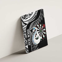 Personalised New Zealand Darts Canvas Wall Art Aotearoa Fern Mix Paua Shell Manaia - Black