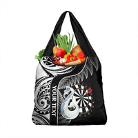 Personalised New Zealand Darts Grocery Bag Aotearoa Fern Mix Paua Shell Manaia - Black LT14 1-pack One Size Black - Polynesian Pride