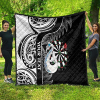 Personalised New Zealand Darts Quilt Aotearoa Fern Mix Paua Shell Manaia - Black LT14 - Polynesian Pride