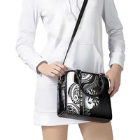 Personalised New Zealand Darts Shoulder Handbag Aotearoa Fern Mix Paua Shell Manaia - Black LT14 - Polynesian Pride