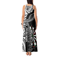 Personalised New Zealand Darts Tank Maxi Dress Aotearoa Fern Mix Paua Shell Manaia - Black