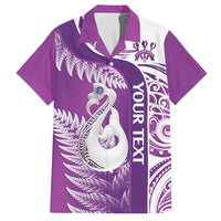 Personalised New Zealand Darts Family Matching Summer Maxi Dress and Hawaiian Shirt Aotearoa Fern Mix Paua Shell Manaia - Purple LT14 Dad's Shirt - Short Sleeve Purple - Polynesian Pride