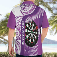 Personalised New Zealand Darts Hawaiian Shirt Aotearoa Fern Mix Paua Shell Manaia - Purple LT14 - Polynesian Pride