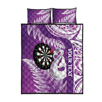 Personalised New Zealand Darts Quilt Bed Set Aotearoa Fern Mix Paua Shell Manaia - Purple