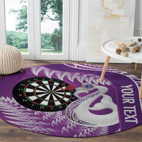 Personalised New Zealand Darts Round Carpet Aotearoa Fern Mix Paua Shell Manaia - Purple
