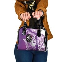 Personalised New Zealand Darts Shoulder Handbag Aotearoa Fern Mix Paua Shell Manaia - Purple LT14 One Size Purple - Polynesian Pride