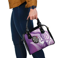 Personalised New Zealand Darts Shoulder Handbag Aotearoa Fern Mix Paua Shell Manaia - Purple LT14 - Polynesian Pride
