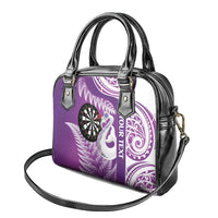 Personalised New Zealand Darts Shoulder Handbag Aotearoa Fern Mix Paua Shell Manaia - Purple LT14 - Polynesian Pride