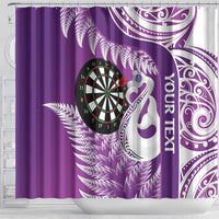 Personalised New Zealand Darts Shower Curtain Aotearoa Fern Mix Paua Shell Manaia - Purple LT14 - Polynesian Pride