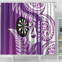Personalised New Zealand Darts Shower Curtain Aotearoa Fern Mix Paua Shell Manaia - Purple LT14 - Polynesian Pride