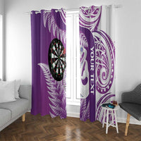 Personalised New Zealand Darts Window Curtain Aotearoa Fern Mix Paua Shell Manaia - Purple