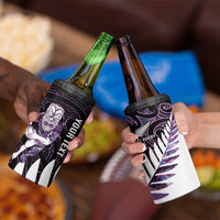 New Zealand Silver Fern Rugby Custom 4 in 1 Can Cooler Tumbler Go All Black Purple Maori Paua Shell - Polynesian Pride