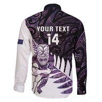 New Zealand Silver Fern Rugby Custom Family Matching Long Sleeve Bodycon Dress and Hawaiian Shirt Go All Black Purple Maori Paua Shell - Polynesian Pride