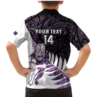 New Zealand Silver Fern Rugby Custom Family Matching Mermaid Dress and Hawaiian Shirt Go All Black Purple Maori Paua Shell - Polynesian Pride