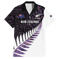 New Zealand Silver Fern Rugby Custom Family Matching Off Shoulder Maxi Dress and Hawaiian Shirt Go All Black Purple Maori Paua Shell - Polynesian Pride