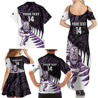 New Zealand Silver Fern Rugby Custom Family Matching Summer Maxi Dress and Hawaiian Shirt Go All Black Purple Maori Paua Shell - Polynesian Pride
