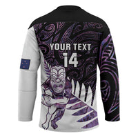 New Zealand Silver Fern Rugby Custom Hockey Jersey Go All Black Purple Maori Paua Shell - Polynesian Pride