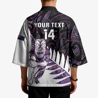 New Zealand Silver Fern Rugby Custom Kimono Go All Black Purple Maori Paua Shell - Polynesian Pride
