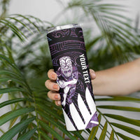 New Zealand Silver Fern Rugby Custom Skinny Tumbler Go All Black Purple Maori Paua Shell - Polynesian Pride