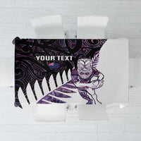 New Zealand Silver Fern Rugby Custom Tablecloth Go All Black Purple Maori Paua Shell - Polynesian Pride