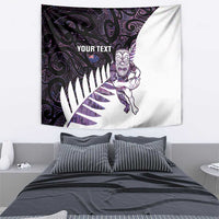 New Zealand Silver Fern Rugby Custom Tapestry Go All Black Purple Maori Paua Shell LT14 - Polynesian Pride