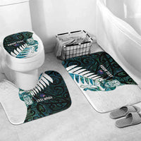 New Zealand Silver Fern Rugby Custom Bathroom Set Go All Black Turquoise Maori Paua Shell - Polynesian Pride