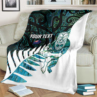 New Zealand Silver Fern Rugby Custom Blanket Go All Black Turquoise Maori Paua Shell - Polynesian Pride