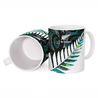 New Zealand Silver Fern Rugby Custom Ceramic Mug Go All Black Turquoise Maori Paua Shell - Polynesian Pride