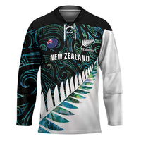 New Zealand Silver Fern Rugby Custom Hockey Jersey Go All Black Turquoise Maori Paua Shell LT14 Unisex Turquoise - Polynesian Pride