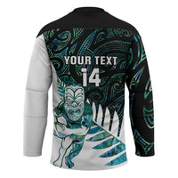 New Zealand Silver Fern Rugby Custom Hockey Jersey Go All Black Turquoise Maori Paua Shell LT14 - Polynesian Pride