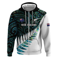 New Zealand Silver Fern Rugby Custom Hoodie Go All Black Turquoise Maori Paua Shell - Polynesian Pride