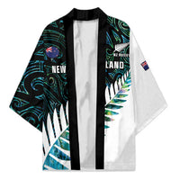 New Zealand Silver Fern Rugby Custom Kimono Go All Black Turquoise Maori Paua Shell - Polynesian Pride