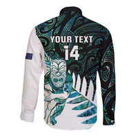 New Zealand Silver Fern Rugby Custom Long Sleeve Button Shirt Go All Black Turquoise Maori Paua Shell LT14 - Polynesian Pride