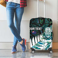 New Zealand Silver Fern Rugby Custom Luggage Cover Go All Black Turquoise Maori Paua Shell - Polynesian Pride