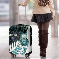 New Zealand Silver Fern Rugby Custom Luggage Cover Go All Black Turquoise Maori Paua Shell - Polynesian Pride