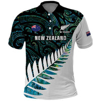 New Zealand Silver Fern Rugby Custom Polo Shirt Go All Black Turquoise Maori Paua Shell - Polynesian Pride