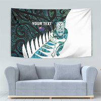 New Zealand Silver Fern Rugby Custom Tapestry Go All Black Turquoise Maori Paua Shell LT14 - Polynesian Pride