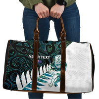 New Zealand Silver Fern Rugby Custom Travel Bag Go All Black Turquoise Maori Paua Shell - Polynesian Pride