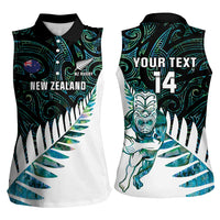 New Zealand Silver Fern Rugby Custom Women Sleeveless Polo Shirt Go All Black Turquoise Maori Paua Shell - Polynesian Pride