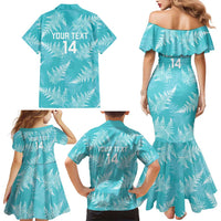 New Zealand Silver Fern Rugby Custom Family Matching Mermaid Dress and Hawaiian Shirt Go Aotearoa Champions Turquoise Version - Polynesian Pride