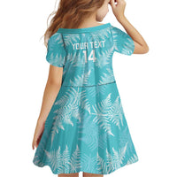 New Zealand Silver Fern Rugby Custom Family Matching Off Shoulder Short Dress and Hawaiian Shirt Go Aotearoa Champions Turquoise Version - Polynesian Pride