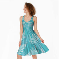 New Zealand Silver Fern Rugby Custom Midi Dress Go Aotearoa Champions Turquoise Version - Polynesian Pride