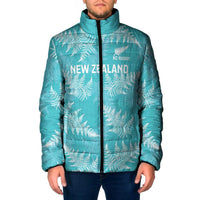New Zealand Silver Fern Rugby Custom Padded Jacket Go Aotearoa Champions Turquoise Version - Polynesian Pride