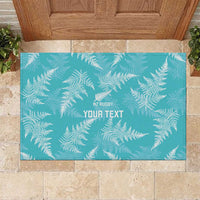 New Zealand Silver Fern Rugby Custom Rubber Doormat Go Aotearoa Champions Turquoise Version - Polynesian Pride