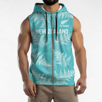 New Zealand Silver Fern Rugby Custom Sleeveless Zip Hoodie Go Aotearoa Champions Turquoise Version LT14 - Polynesian Pride