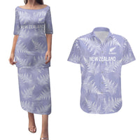 New Zealand Silver Fern Rugby Custom Couples Matching Puletasi and Hawaiian Shirt Go Aotearoa Champions Purple Version - Polynesian Pride