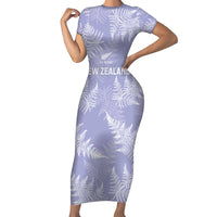 New Zealand Silver Fern Rugby Custom Family Matching Short Sleeve Bodycon Dress and Hawaiian Shirt Go Aotearoa Champions Purple Version - Polynesian Pride