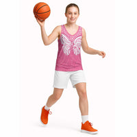 New Zealand Breast Cancer Awareness Basketball Jersey Maori Butterfly Pink Ribbon - Polynesian Pride