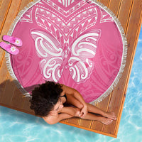 New Zealand Breast Cancer Awareness Beach Blanket Maori Butterfly Pink Ribbon - Polynesian Pride